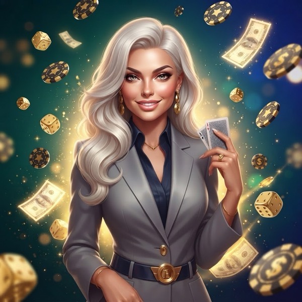 Ilustración de casino con fichas y cartas